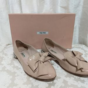 Miu Miu patent leather flats bows rhinestones size 7